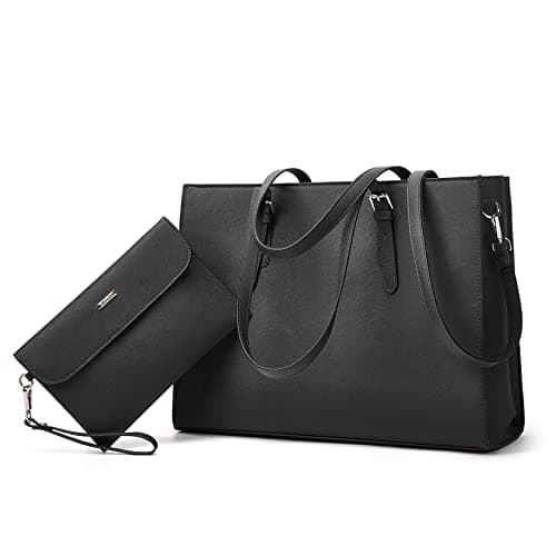 Laptop Bag for Women 15.6 inch Laptop Tote Bag Leather Classy Computer Briefcase Work Waterproof Handbag Professional Womens Business Office Bag Purse 2pcs — image 1