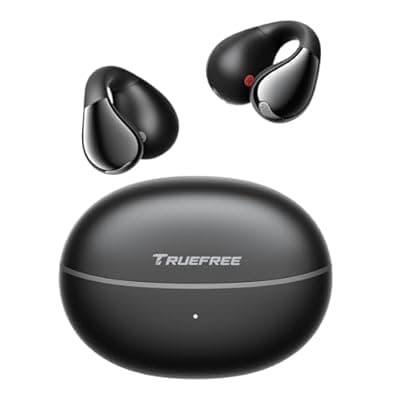 truefree B1 Open-Ear Wireless Earbuds, Bluetooth 5.4 Headphones with Spatial Audio, Ultra-Light Clip-On Fit, 25H Battery, Fast Charging, Multipoint Connection, App Customization, Workouts, Commute