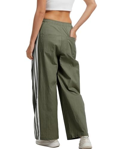 DAOAO Side Striped Pant Cotton Pants for Women Casual Y2K Palazzo Wide Leg Track Pants Drawstring view 5