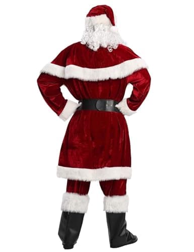 Togake Christmas Santa Clause Costume For Men 12pcs Set Deluxe Velvet Adult Santa Suit view 3