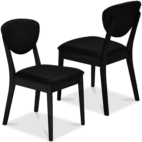 Best Choice Products Dining Chairs Set of 2, Mid-Century Modern Upholstered Wood, Armless w/Seat Cushion, Padded Backrest - Black/Black view 1