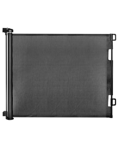 Veraste Retractable Baby Gate for Doorways and Stairs, Mesh Safety Gate for Pet, Indoor & Outdoor Use, One-Hand Operation, Easy Installation, 33.6" Tall, Expands to 55" Wide（Black,33.6"x55")
