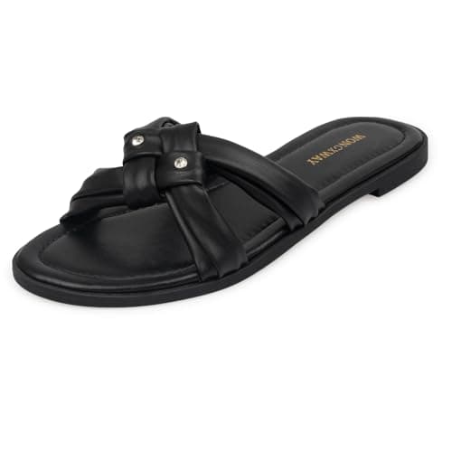 WONGXWAY Women Dressy Sandals Strappy Knotted Slide Sandals Cute Comfy Open Toe Slip On Sandals — image 1