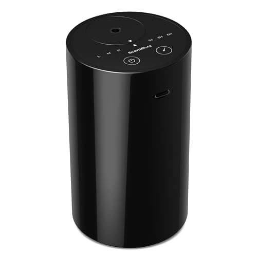 Waterless Essential Oil Diffuser, Battery Operated Aromatherapy Diffuser with 20mL Capacity, Mini Portable Scent Air Diffuser, 3 Countdown Timers & Mist Levels for Home Room Car Office, ANZ Black