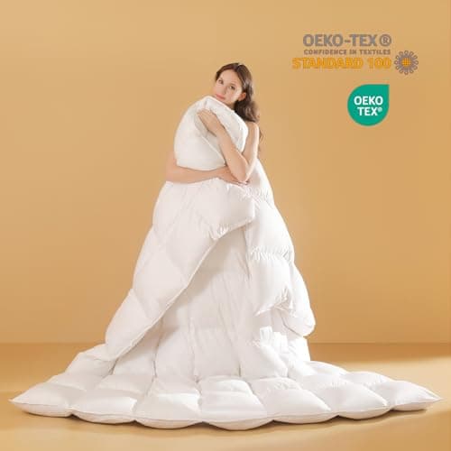 DOWNSTORIA Goose Feather Down Comforter Full Size, Soft All Season Medium Warmth Duvet Insert, Luxury Hotel Bedding Comforters with 8 Corner Tabs, White, 82 X 86 in. view 5