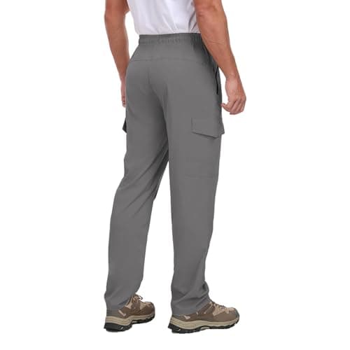 Men's Hiking Pants UPF 50+ Cargo Quick Dry Water Resistant Elastic Waist Zip Pockets Travel Work Lightweight Running view 2