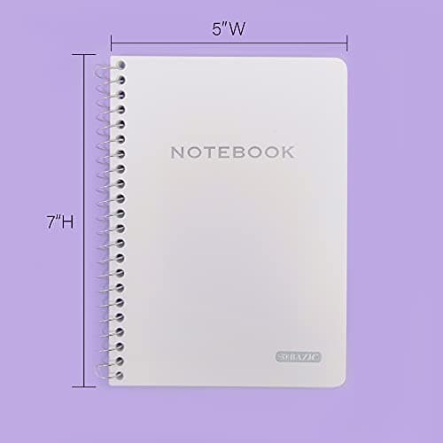BAZIC PRODUCTS Spiral Notebook, Composition Book, 5" x 7" Poly Cover Spiral Notebook, College Ruled 100 Sheet Notebook for School, Office, & Home Use, Assorted Color, 6-Pack view 2