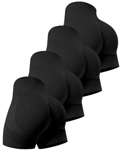 CHRLEISURE Women's 4 Packs Workout Gym Shorts, High Waisted Butt Lifting Scrunch Butt Seamless Booty Shorts — image 1