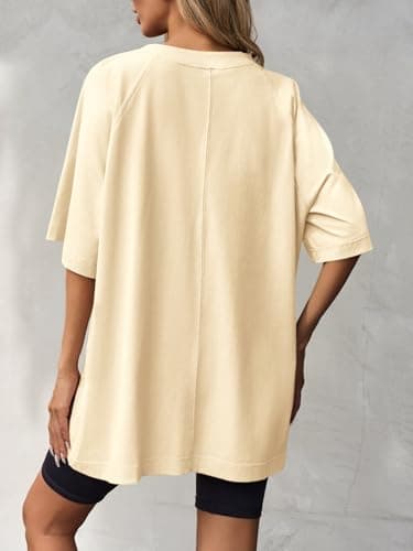 Tankaneo Womens Oversized Tshirts Crew Neck Short Raglan Sleeve Tunic Tops Summer Casual Loose Fit Workout Tee Shirts view 5