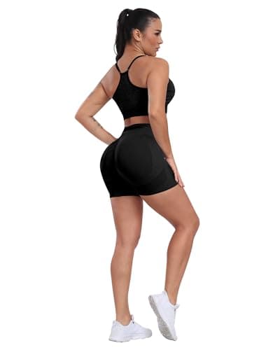 CHRLEISURE Women's 4 Packs Workout Gym Shorts, High Waisted Butt Lifting Scrunch Butt Seamless Booty Shorts view 5