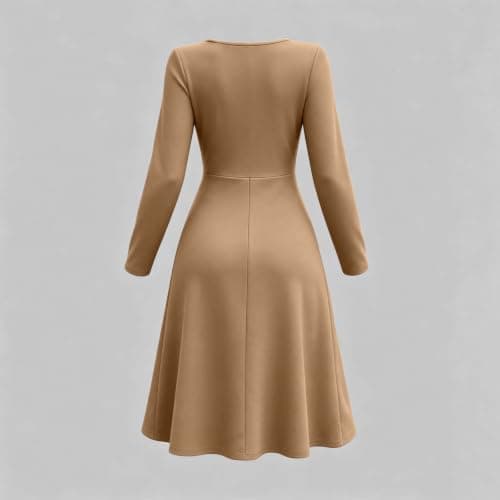 Long Sleeve Wrap Dress Women Twist Waist Dress V Neck Dresses view 5