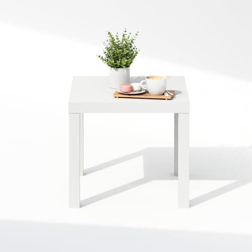 Furinno Classic Coffee Table, Square Modern Coffee Table with Triple Thick Tabletop, Simple Side Table with 4 Legs, for Living Room, Bedroom, Home Office, White view 6