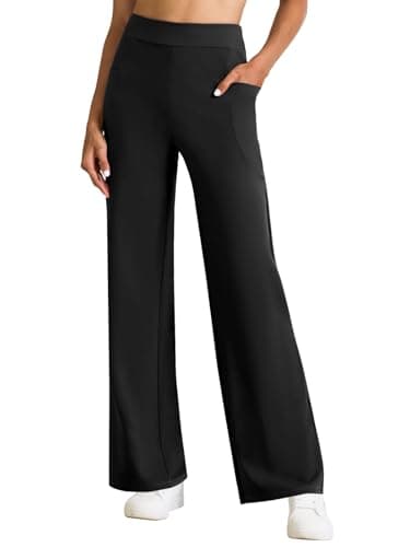 Wide Leg Yoga Pants Women High Waisted Loose Stretch Lounge Causal Work Workout Gym Trousers with Pockets view 2