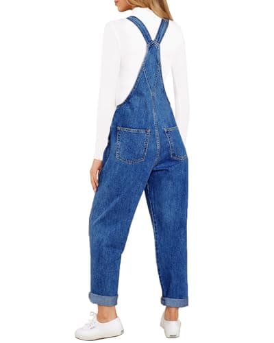 luvamia Women's Casual Stretch Adjustable Denim Bib Overalls Jeans Pants Jumpsuits view 2
