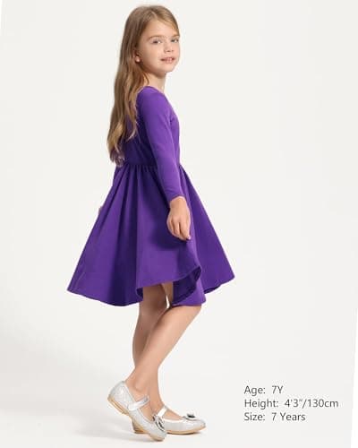Stelle Long Sleeve Girls Dress Toddler White Dresses Skater Twirl Cotton A-Line Dress for School Casual view 5