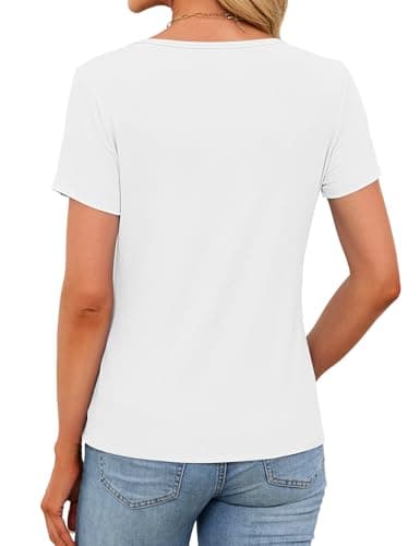 JUSTFASHIONNOW Womens Short Sleeve Tops Stretchy Henley Scoop Neck Fitted Casual Basic Ribbed T-Shirts 2026 Summer Trendy view 5