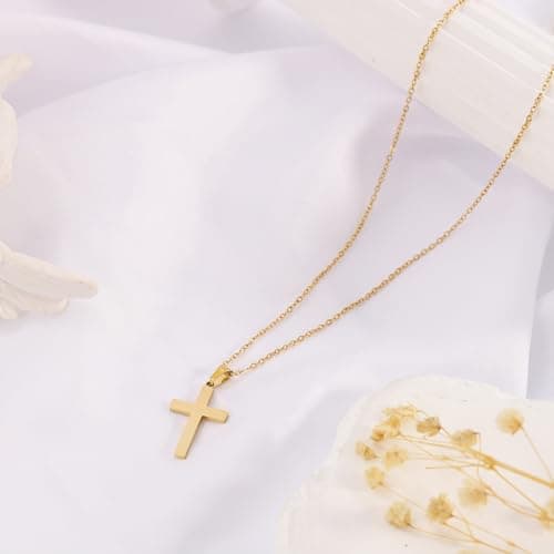 JNZSSWHJJH Easter Basket Stuffers - Cross Necklace for Women 18K Gold Plated Cross Necklace Dainty Gold Necklace for Women Teens Girls Gold Jewelry Easter Religious Christian Gifts view 6
