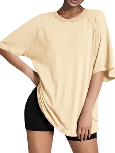 Tankaneo Womens Oversized Tshirts Crew Neck Short Raglan Sleeve Tunic Tops Summer Casual Loose Fit Workout Tee Shirts — image 1