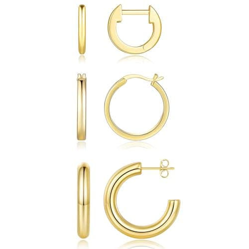 Gold Hoop Earrings for Women, 14K Gold Plated Hoop Earrings Fashion Lightweight Hypoallergenic Gold Earring Jewelry Thanksgiving Themed Earrings, Christmas Party Gift view 1