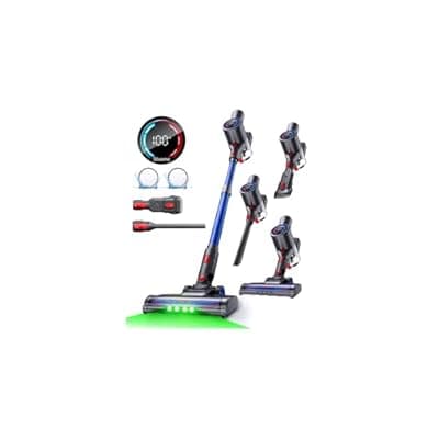 Slivamo S10 Cordless Vacuum Cleaner, 40KPA/500W/45Mins, LED Display, 8-in-1 Lightweight Stick Vacuum Cleaners for Home with Green LED Light, 6-Stages Filtration, Self-Standing Design, Blue