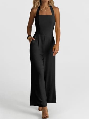ANRABESS Womens Summer Dressy Halter One Piece Jumpsuits with Pockets view 5