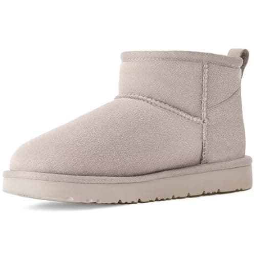 OOW 100% Genuine Suede Ankle Low Boots for Women Short Winter Snow Boot with Cozy Fur Lined