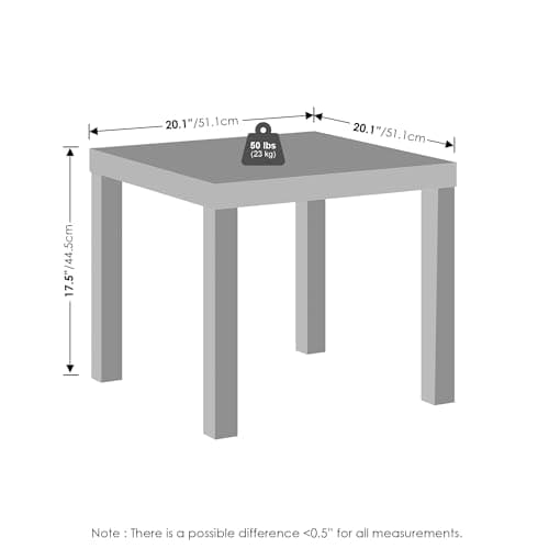 Furinno Classic Coffee Table, Square Modern Coffee Table with Triple Thick Tabletop, Simple Side Table with 4 Legs, for Living Room, Bedroom, Home Office, White view 2