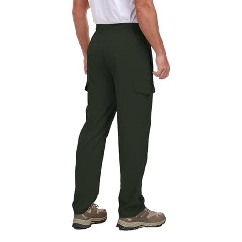 Men's Hiking Pants UPF 50+ Cargo Quick Dry Water Resistant Elastic Waist Zip Pockets Travel Work Lightweight Running view 2