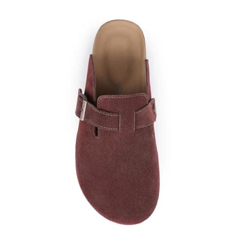 Dumalum Suede Clogs for Women and Men - Adjustable Buckle Slip-on Cork Footbed Mules with Antislip Sole - Unisex Slippers view 5