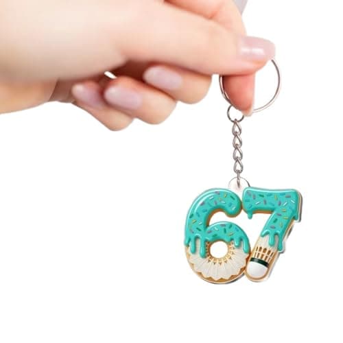 Sushenwe 67 Meme keychains Funny Gift Ornament for Friend,Kid Acrylic Keyring Birthday Decoration 6 7 Bag Charm for Lanyard,Key or Car (Blue) — image 1