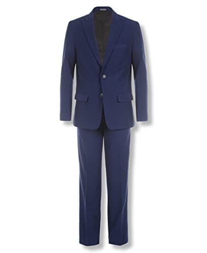 Calvin Klein Boys' 2-piece Formal Suit Set, Includes Single Breasted Jacket & Straight Leg Dress Pants with Belt Loops & Functional Pockets, Infinity Blue, 10
