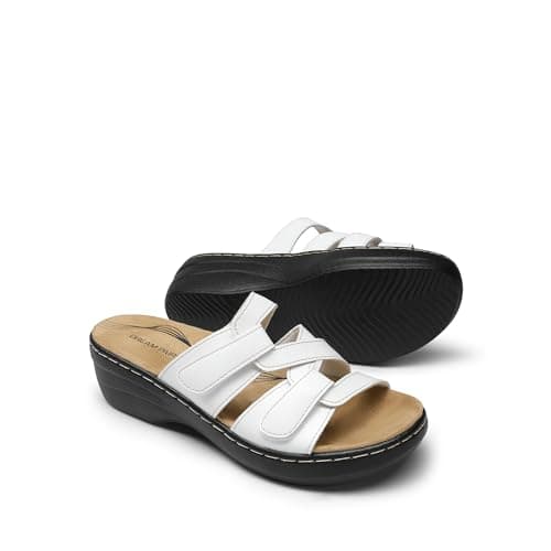 DREAM PAIRS Women Arch Support Slide Sandals Adjustable Straps Slip On Wedge Sandals Casual Comfort Lightweight Flat Slides view 5