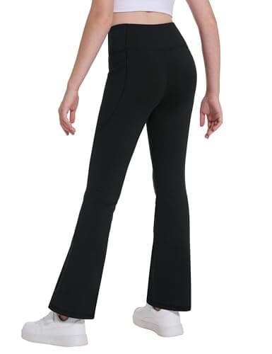 Desol Girls Fleece Lined Flare Leggings with Pockets Warm Bell Bottom Pants view 2