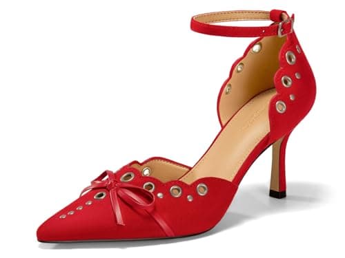 Coutgo Women's Pointed Toe Stiletto Ankle Strap Dress Shoes — image 1