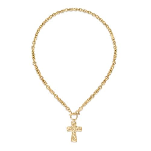 Punhem Chunky Gold Necklace for Women - 14K Gold/Silver Plated Trendy Dainty Non Tarnish Thick Chain Statement Charm Necklace with Vintage Toggle Clasp Fashion Jewelry Set Gift view 4