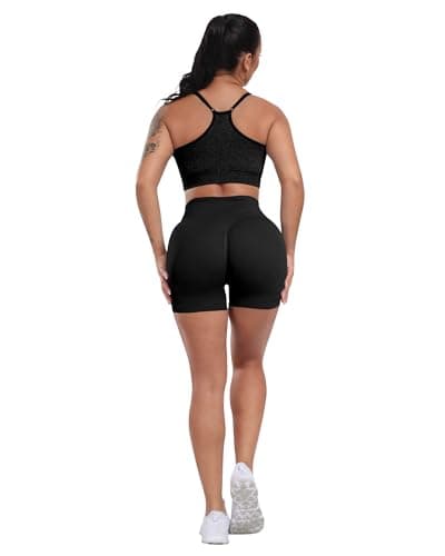 CHRLEISURE Women's 4 Packs Workout Gym Shorts, High Waisted Butt Lifting Scrunch Butt Seamless Booty Shorts view 6