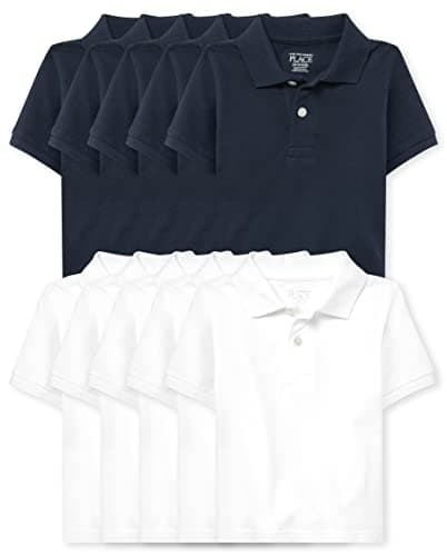 The Children's Place baby boys And Toddler Short Sleeve Pique Polo Shirt, Nautico/White, 6-9 Months US