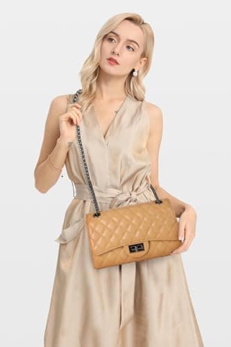 Gladdon Quilted Crossbody Purse for Women Trendy Ladies Shoulder Bag with Chain Designer Purses view 2