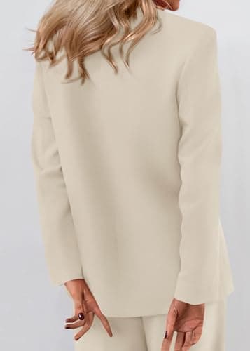 KIRUNDO Blazers for Women Business Casual 2025 Fall Long Sleeve Double Breasted Open Front Work Suit Jackets with Pockets view 3