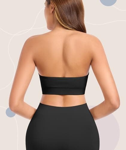 Finduself Strapless Bras for Women Non-Slip Padded Bandeau Bra Wireless Tube Top Bra Including Clear Straps view 3