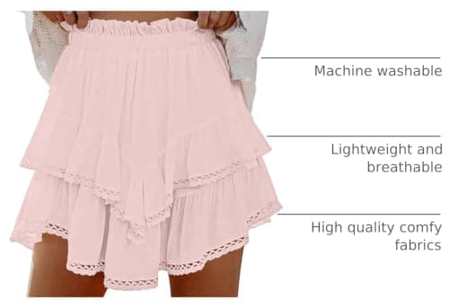 Lepunuo Boho Shorts for Women High Waisted Ruffle Tiered Flowy Skirts with Shorts Underneath Western Skorts view 4