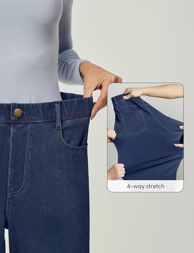 IUGA Stretchy Wide Leg Jeans for Women High Waist Sweatpants Pull On Jeans | 4 Pockets, Soft Stretchy Denim, No Zipper, Petite/Regular, Baggy, Casual, Elastic Waist, Straight Leg view 5