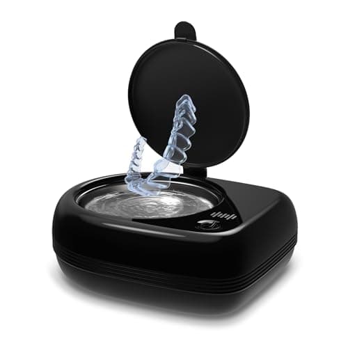 WRKLLY Rechargeable Ultrasonic Retainer Cleaner Machine | 50kHz 1.9 inch Ultra-Thin Portable | Night Guard Aligners Jewelry |6pcs Cleaner Tablets Included | Quick & Deep Clean Modes | Oral Dental Care