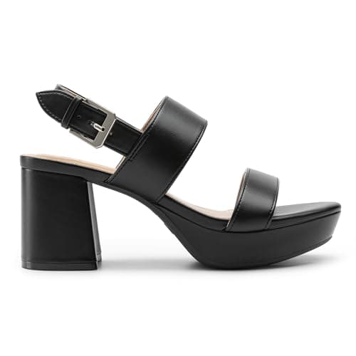 Athlefit Women's Platform Heels Chunky Block Heeled Sandals Open Toe Comfortable Buckle Dress Heels for Party Wedding view 3