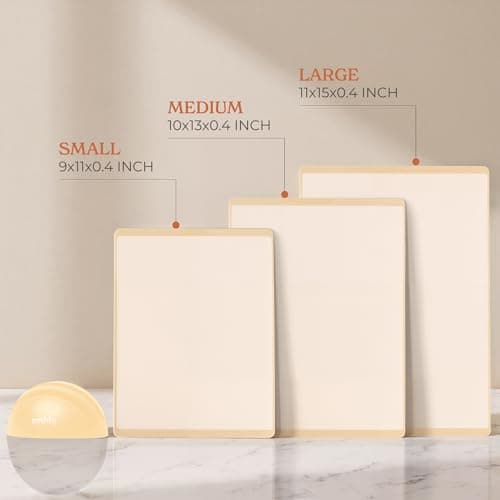 SMIRLY Plastic Cutting Board Set with Holder 3 Pieces, Non-Slip Dishwasher Safe Chopping Boards for Kitchen, Cream White view 5