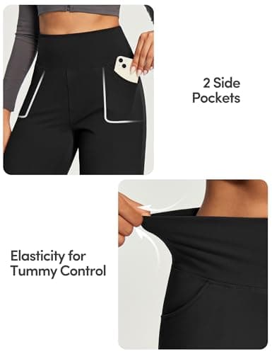 Yoga Pants with Pockets for Women Wide Leg Dress Pants High Waist Stretch view 5
