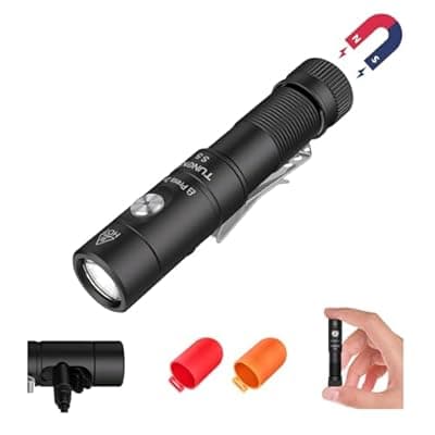 TUNENGE S5 1400 Lumens Mini Flashlight Rechargeable- Super Bright LED Pocket Light with Magnet & Clip, Red/Orange Diffuser,Small AA EDC Flashlight for Outdoor, Camping, Hiking, Emergency