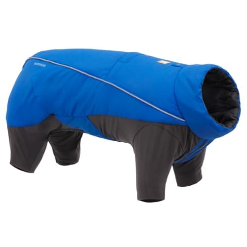 Ruffwear, Vert Coverall Dog Winter Coat, Full Coverage, Waterproof Insulated Snow Suit for Dogs, Adjustable Fit with Reflective Trim, Warm Jacket for Cold Weather Adventures, Blue Pool, Medium