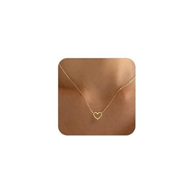 BAYLAY Mothers Day Gifts for Mom Grandma Wife, Heart Necklace for Women Girls 18K Gold/White Plated Heart Pendant Charm Necklace Dainty Gold Necklace for Women Gold Jewelry