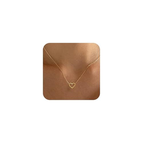 BAYLAY Mothers Day Gifts for Mom Grandma Wife, Heart Necklace for Women Girls 18K Gold/White Plated Heart Pendant Charm Necklace Dainty Gold Necklace for Women Gold Jewelry view 1